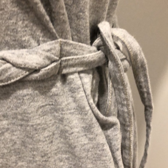 Athleta grey cotton dress wrap with braid waist  trim size L - Picture 2 of 11
